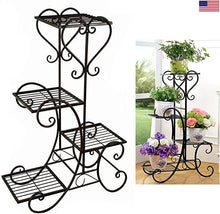 Load image into Gallery viewer, 4 TIER Metal Shelves Flower Pot Plant Stand Display