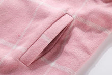 Load image into Gallery viewer, Women's Turn Down Collar Grid Coat Belted Wool Blend Coat Asymmetric Hem Wrap Coat