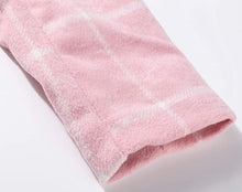 Load image into Gallery viewer, Women's Turn Down Collar Grid Coat Belted Wool Blend Coat Asymmetric Hem Wrap Coat