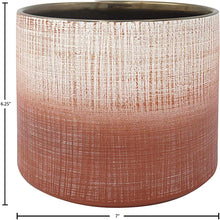 Load image into Gallery viewer, Rivet Rustic Stoneware Crosshatch Indoor Outdoor Flower Plant Pot, 6.25"H, Coral
