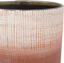 Load image into Gallery viewer, Rivet Rustic Stoneware Crosshatch Indoor Outdoor Flower Plant Pot, 6.25"H, Coral