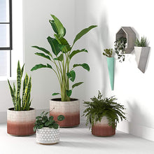 Load image into Gallery viewer, Rivet Rustic Stoneware Crosshatch Indoor Outdoor Flower Plant Pot, 6.25"H, Coral