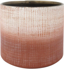 Load image into Gallery viewer, Rivet Rustic Stoneware Crosshatch Indoor Outdoor Flower Plant Pot, 6.25"H, Coral