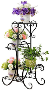 4 TIER Metal Shelves Flower Pot Plant Stand Display