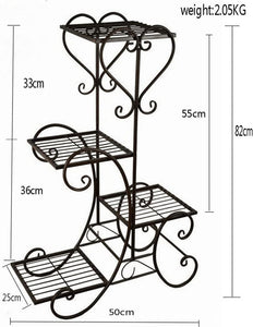 4 TIER Metal Shelves Flower Pot Plant Stand Display